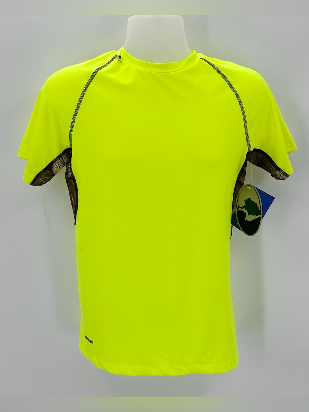 Starter x Mossy Oak Shirt Mens M Neon Yellow High Vis Short Sleeve Athletic READ